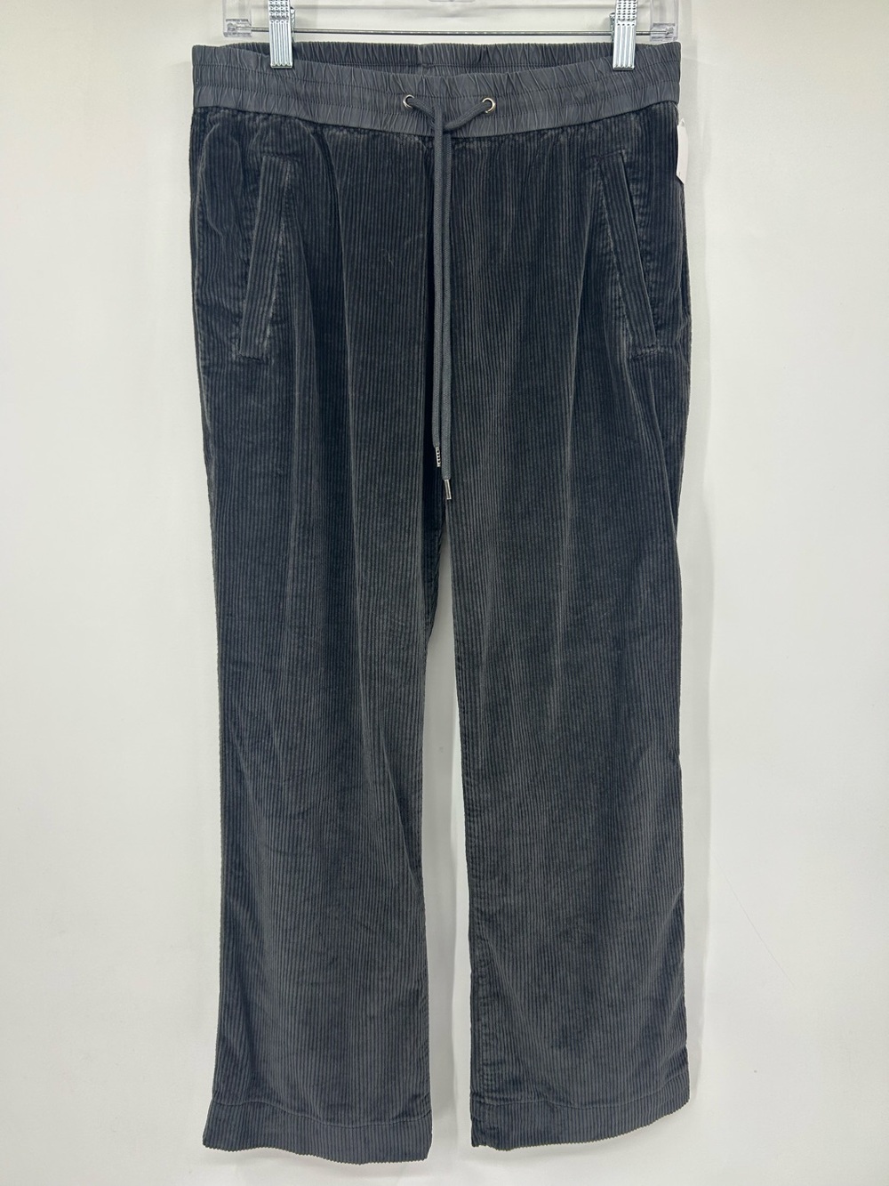 James Perse Jumbo Cord Wide Leg Dark Charcoal Pull On Drawstring Waist Size S